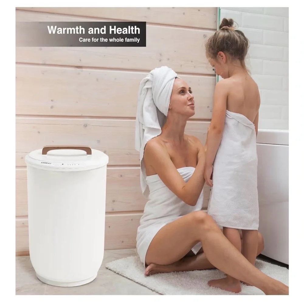 SAMEAT Heated Towel Warmers for Bathroom - Large Towel Warmer Bucket, Wood NEW